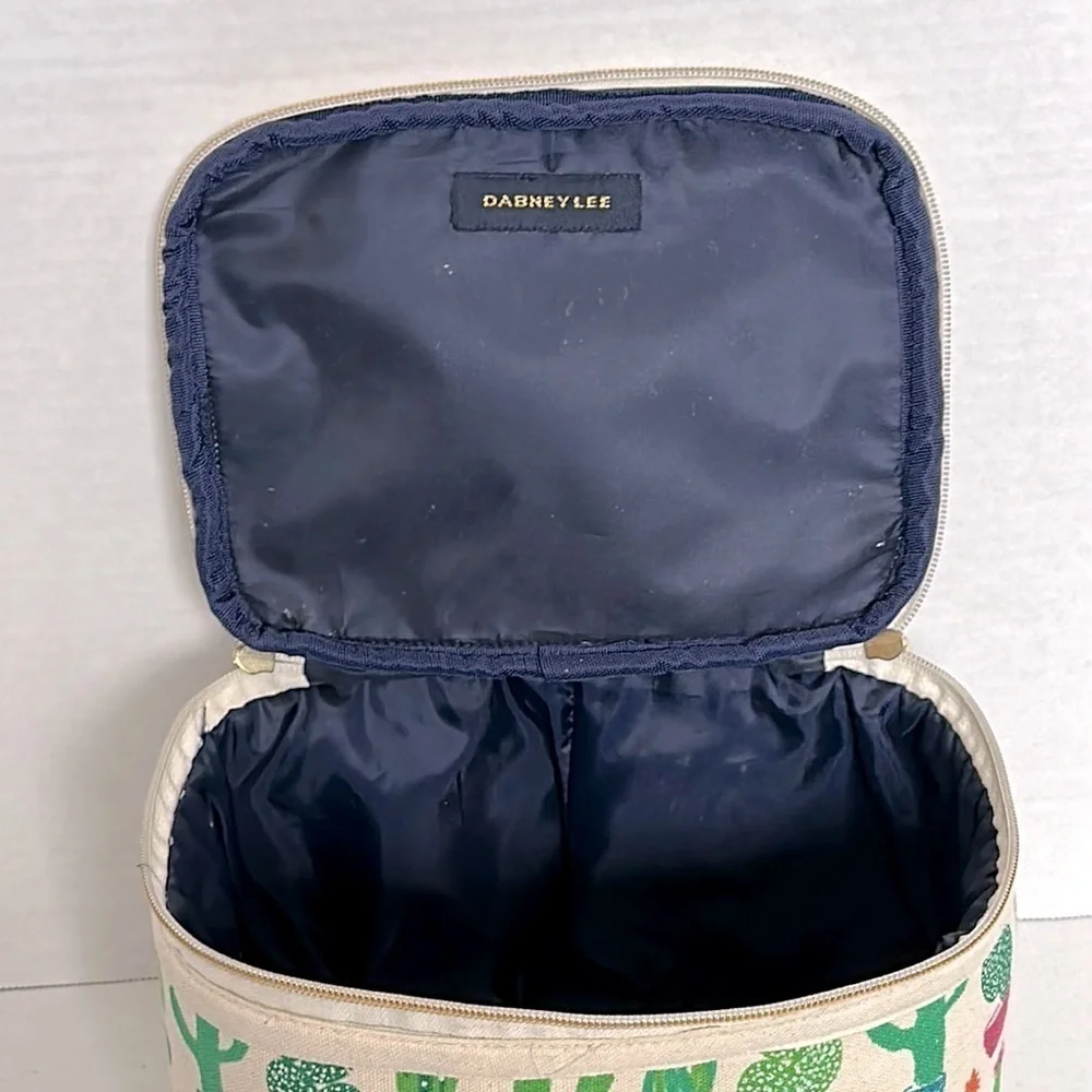 Dabney Lee Cactus Canvas Cosmetic Train Case Large Makeup Bag Travel EUC